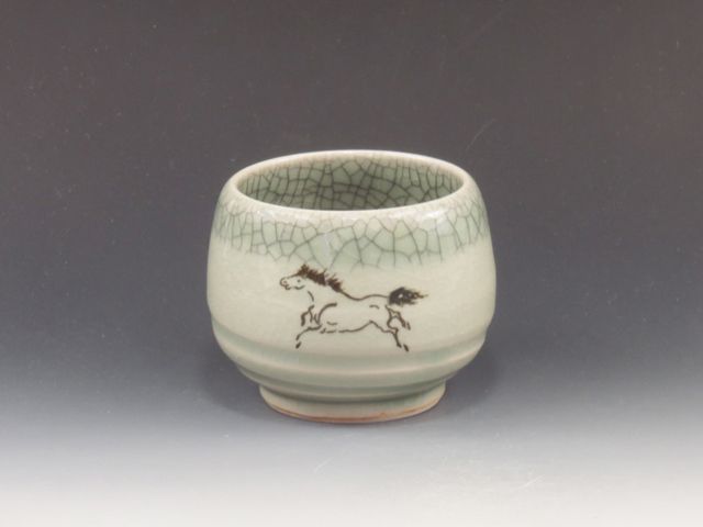 Oborisoma-Yaki (Fukushima) Seiho-Gama Pottery Sake cup