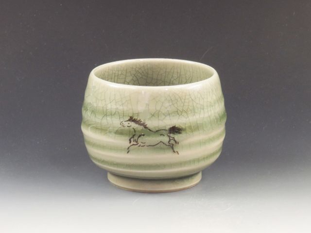 Oborisoma-Yaki (Fukushima) Hangai-Gama Pottery Sake cup