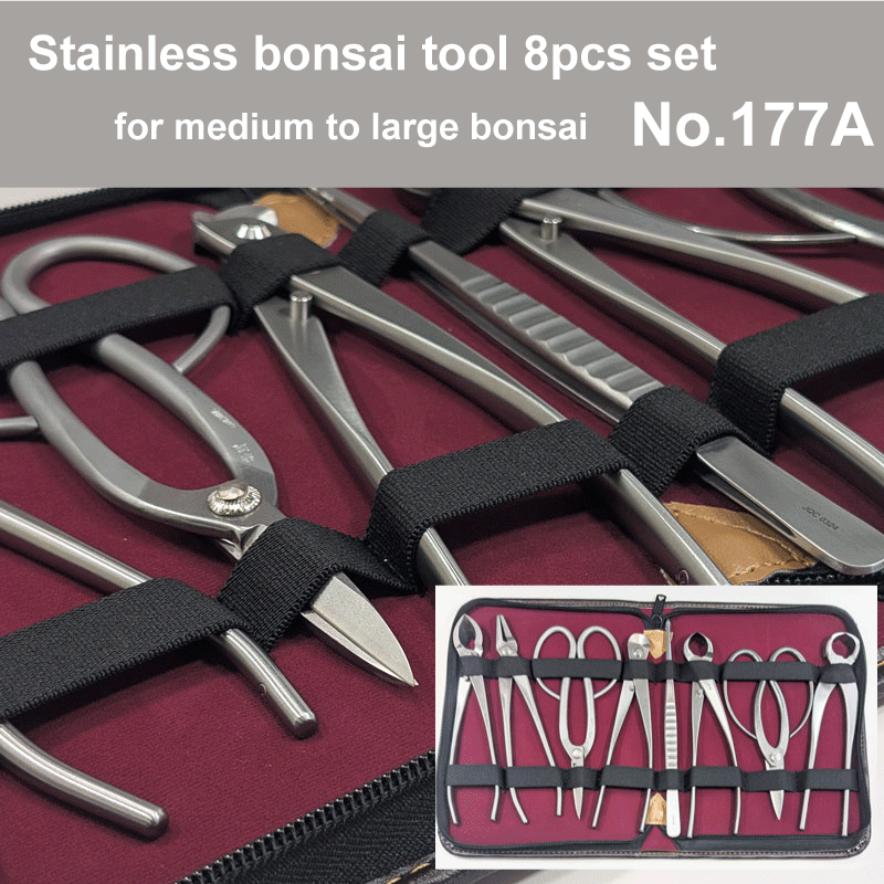 Bonsai tool Stainless 8pcs set   (No.813, No.802, No.819, No.815, No.810, No.831, No.829, No.64B )  No.177A