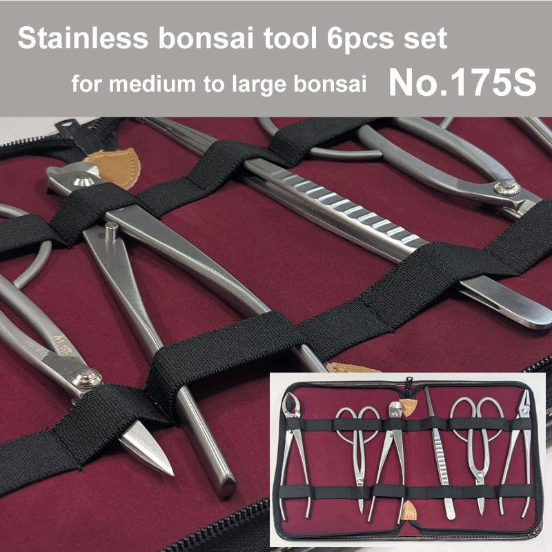 Bonsai tool Stainless 6pcs set   (No.819,No.802, No.827, No.815, No.829, No.64B )   No.175S