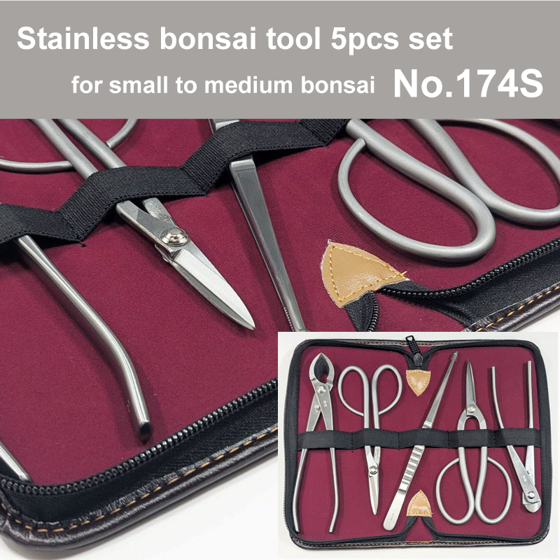 Bonsai tool Stainless 5pcs set (No.802, No.829, No.814, No.827, No.64B)  No.174S