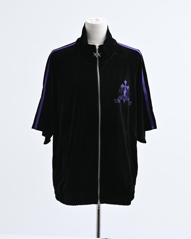 ACRO TOKYO][REFLEM] Cross Embroidered Velour Track Jersey Top