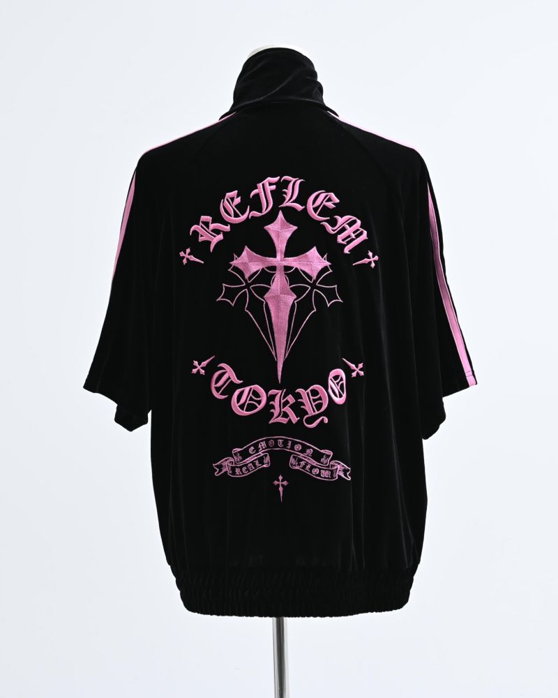 ACRO TOKYO][REFLEM] Cross Embroidered Velour Track Jersey Top