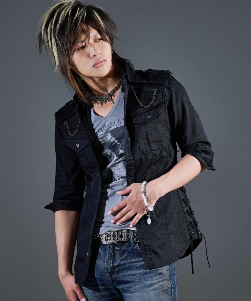 [FUGA] Washed Fringe Military Shirt