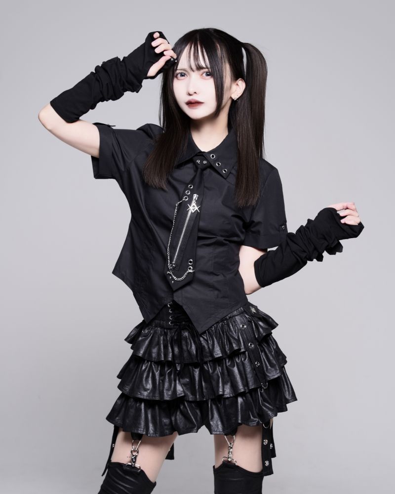 [REFLEM] Punk Short-Sleeve Shirt with Tie