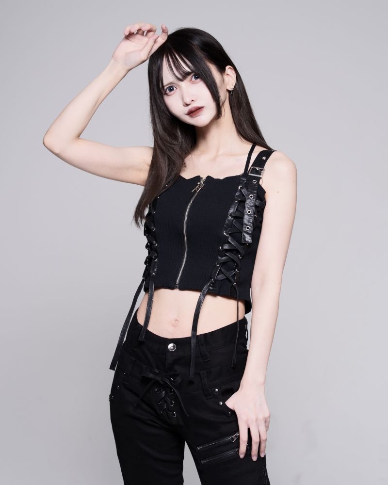 [REFLEM]Lace-Up Corset Top
