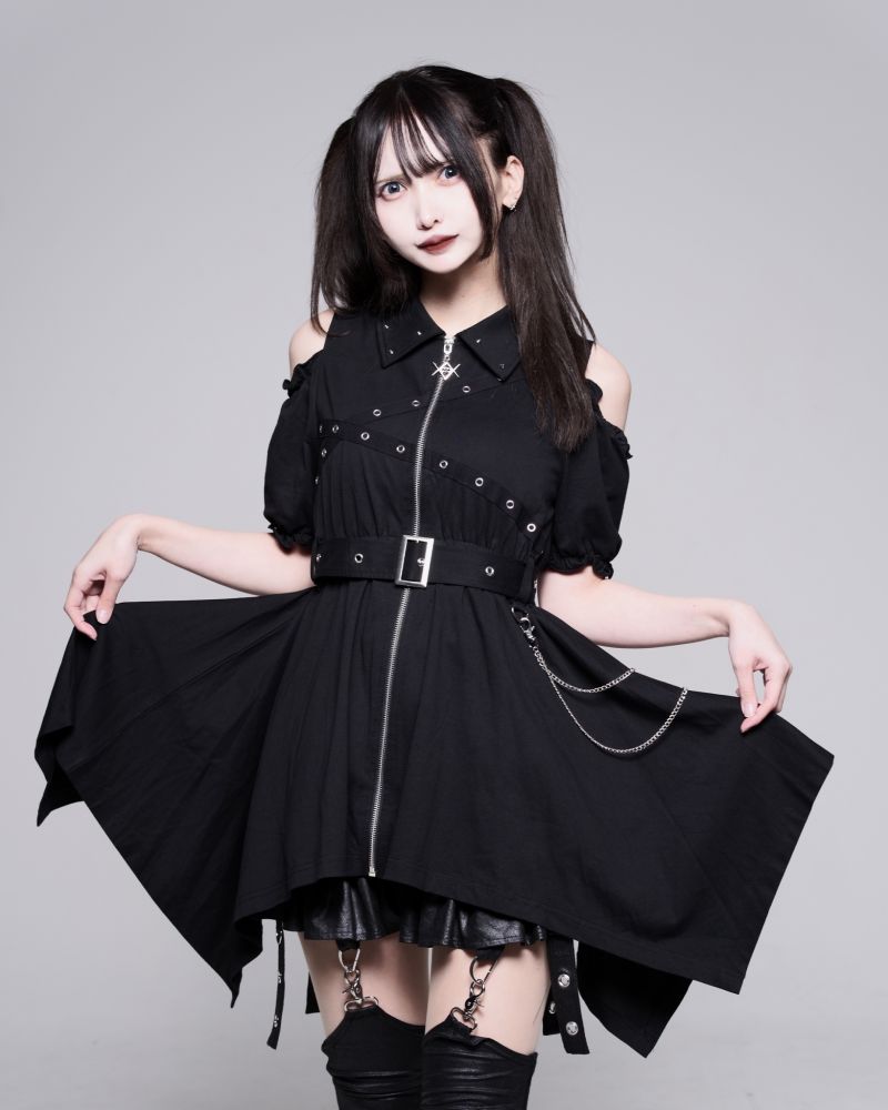 [REFLEM] Cross-Belt Zip Dress