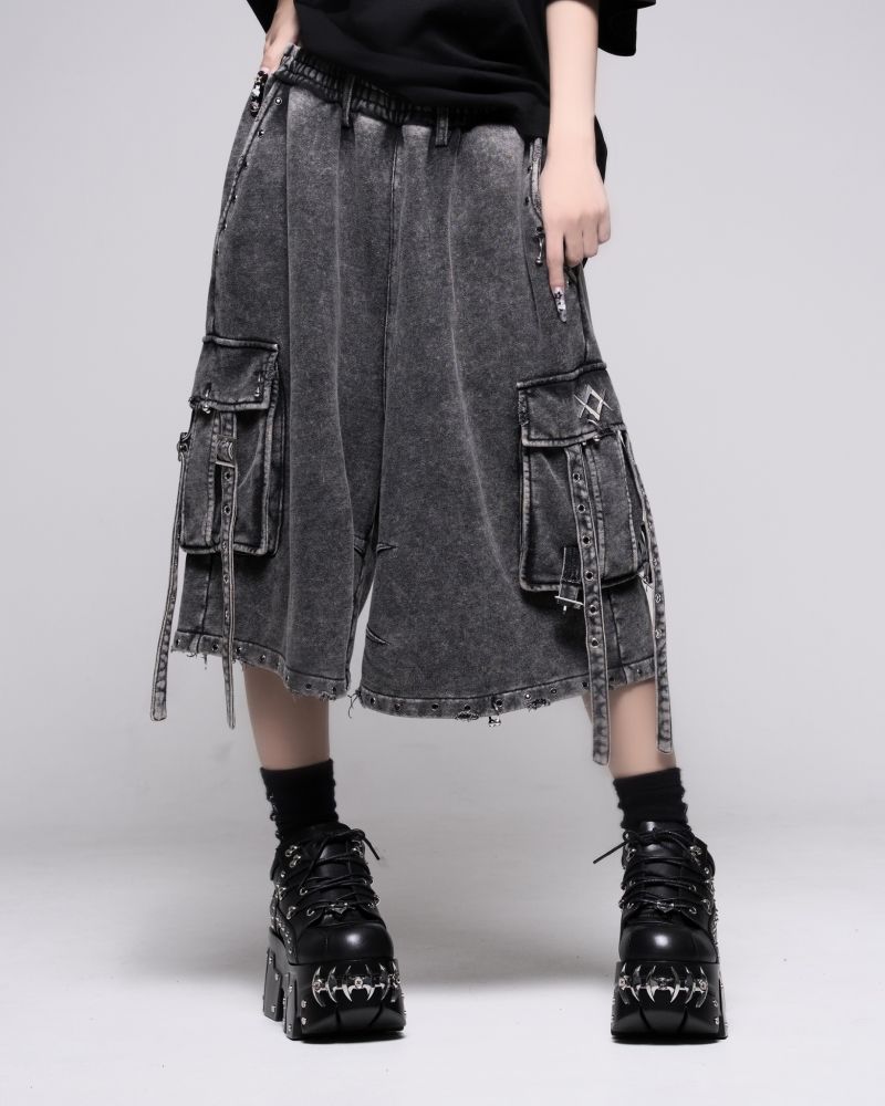 [REFLEM] Pigment Dyed Sweat Cargo Shorts