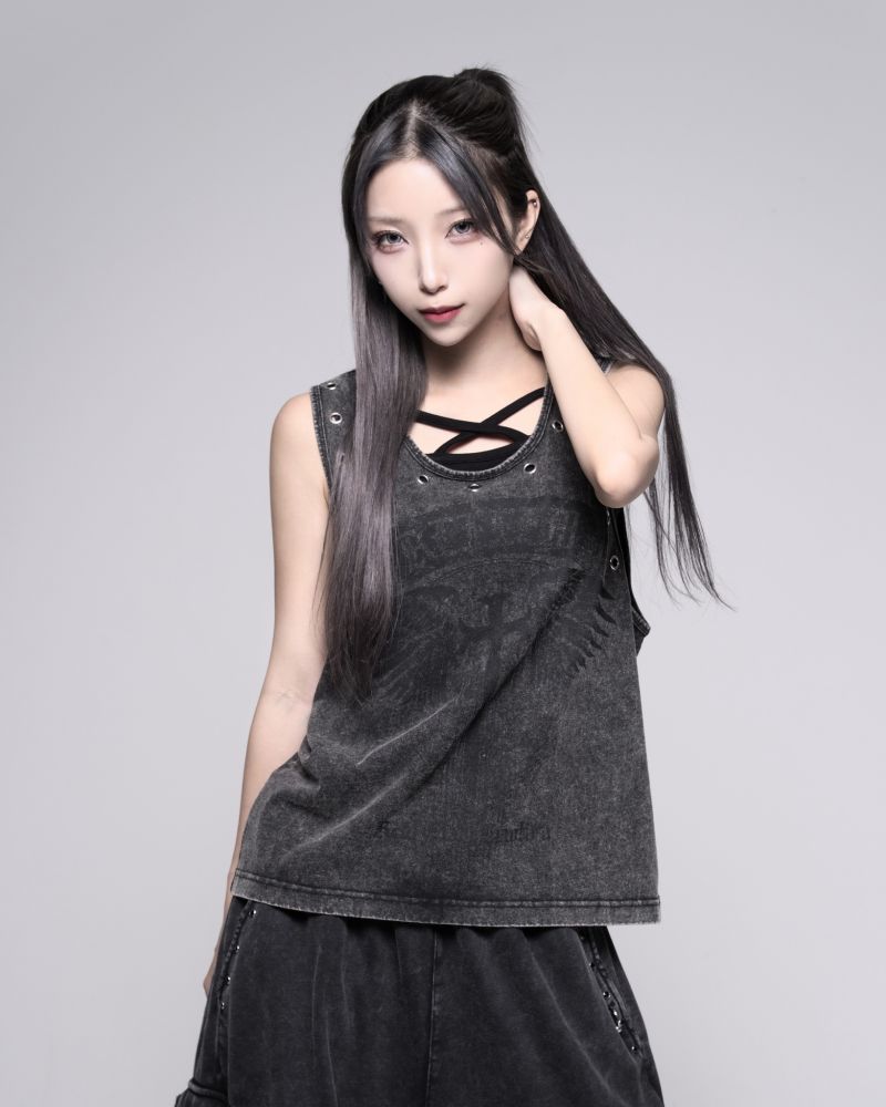 [REFLEM] Grommet Cropped Tank Top