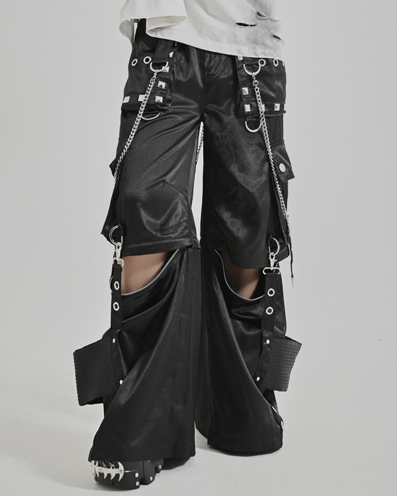 [REFLEM] 2WAY Collar Studs Wide Cargo Pants