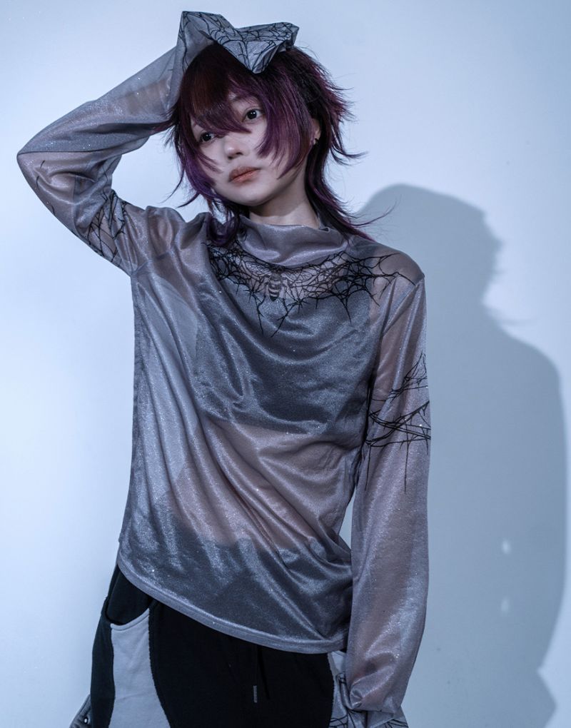 [Gamchu] "I'm imagining it as the illusory skin of a spider-entangling beast" Glitter Sheer Top