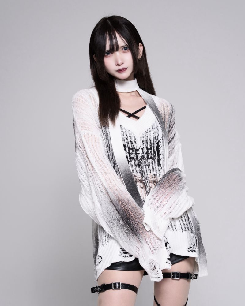 [REFLEM] Pigment Processed Distressed Knit Pullover
