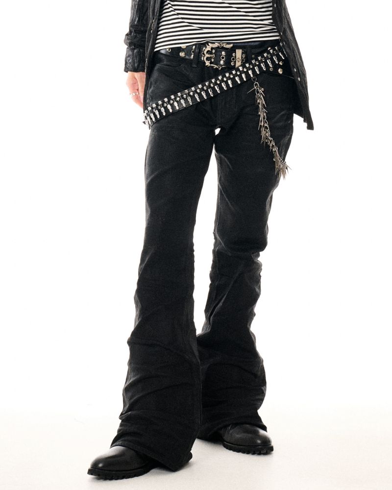 [FUGA] 3D-Finish Coated Flare Denim Pants
