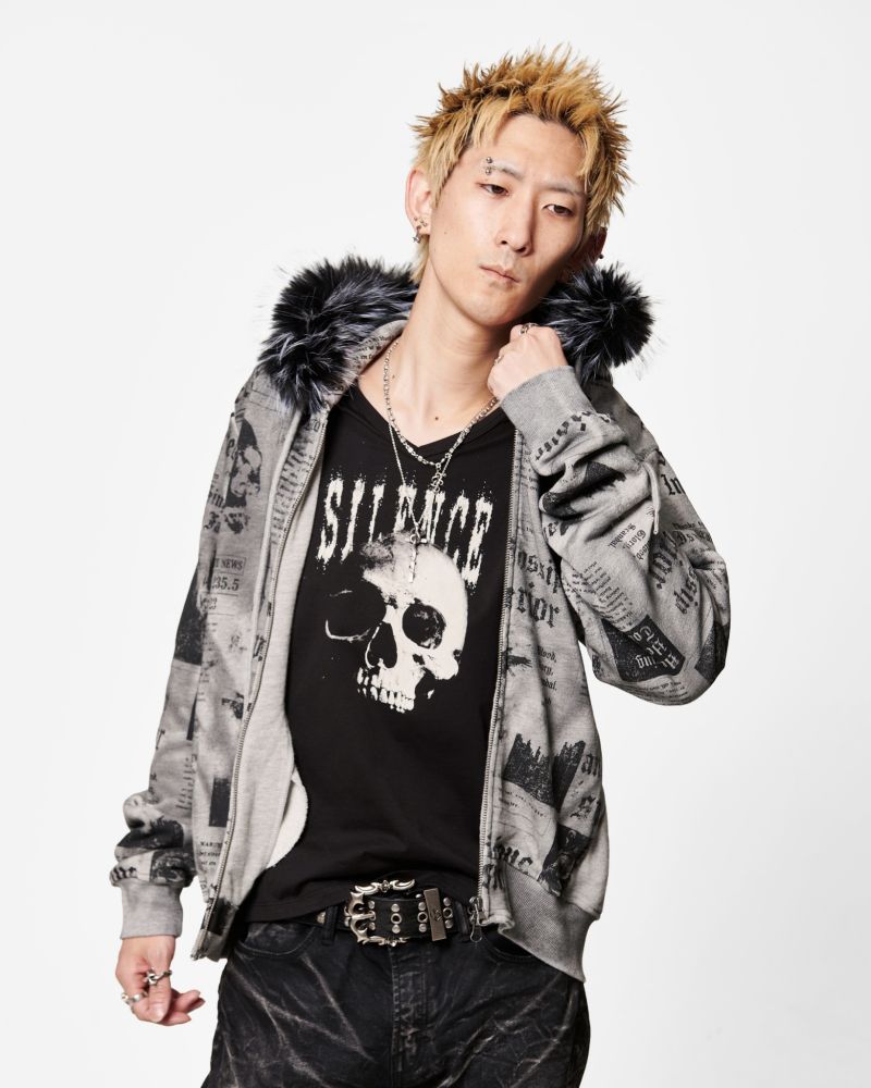 [FUGA] Newspaper Print Zip-Up Hoodie