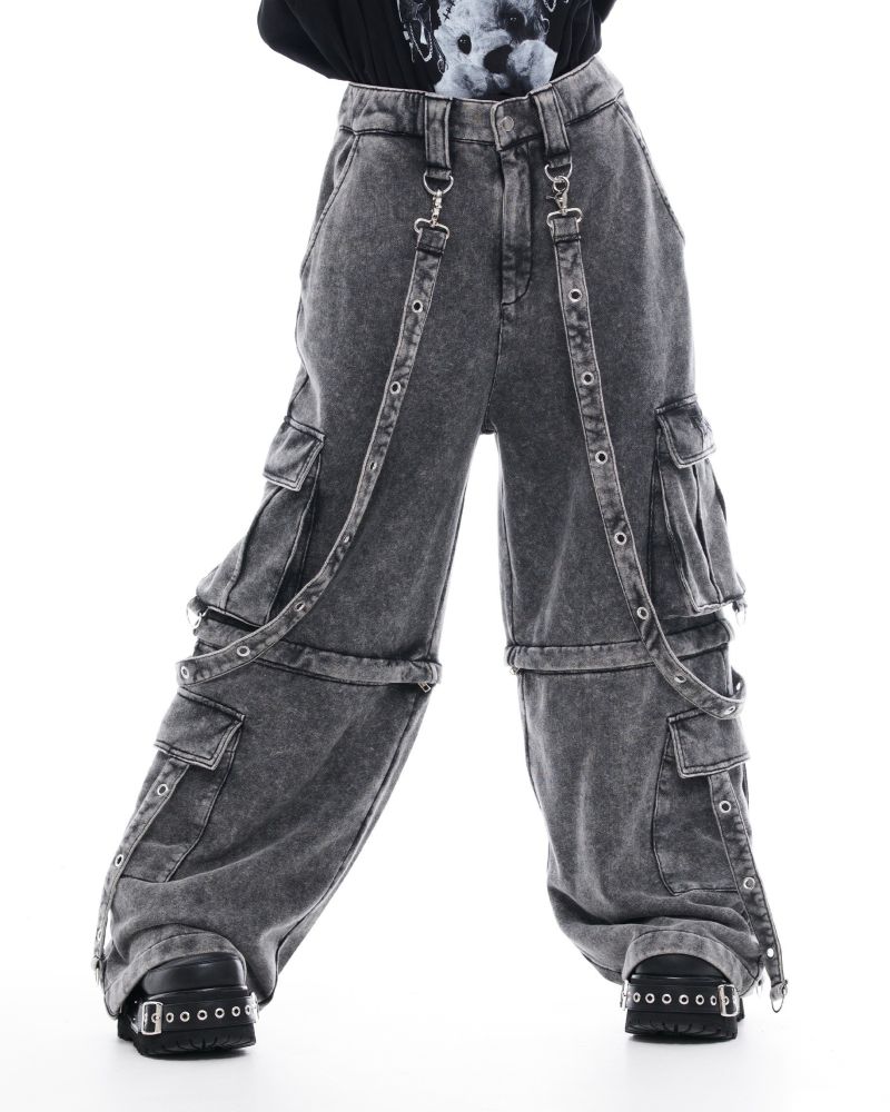 [TRAVAS TOKYO] Convertible Sweat Cargo Pants with Suspenders