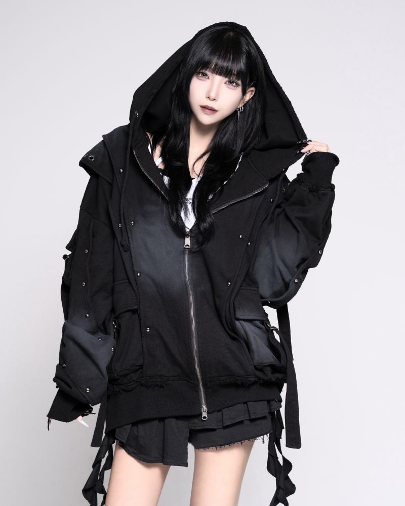 [REFLEM] Heavy Layered Zip-Up Hoodie
